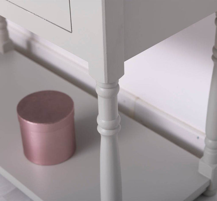 Großer Vintage Konsolentisch aus Massivholz mit zwei Schubladen -