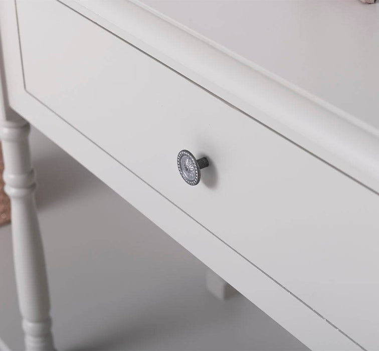 Großer Vintage Konsolentisch aus Massivholz mit zwei Schubladen -