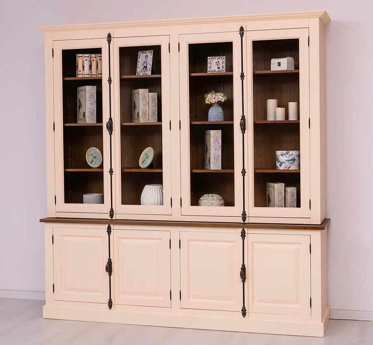 Großer Wohnzimmer Schrank aus Massivholz | Geschirrschrank | Vitrine