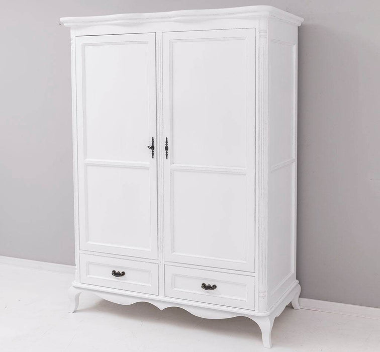 Großer geschwungener Kleiderschrank aus Massivholz im Barockstil - 