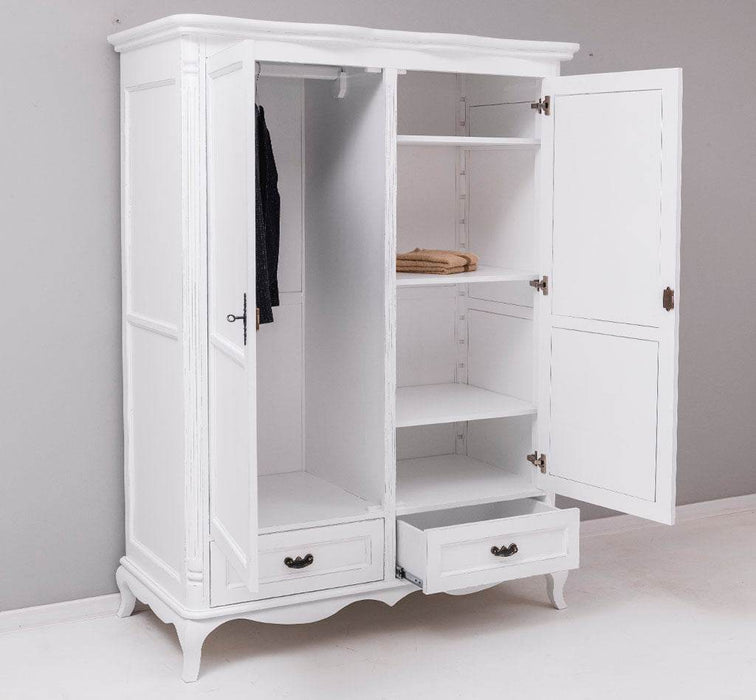 Großer geschwungener Kleiderschrank aus Massivholz im Barockstil - 