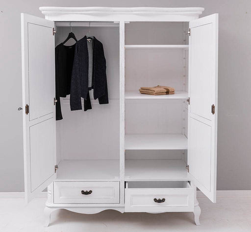 Großer geschwungener Kleiderschrank aus Massivholz im Barockstil - 