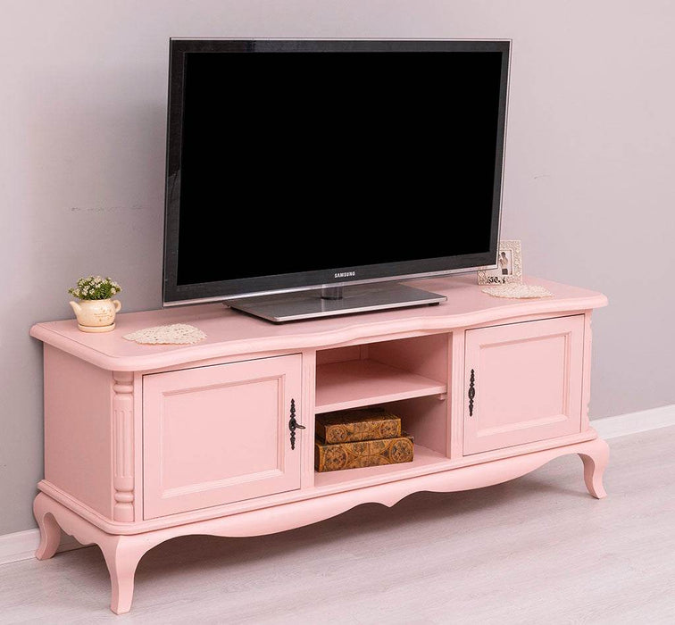Großes Barock TV Sideboard mit 2 Türen - geschwungene Kommode - Taupegrau