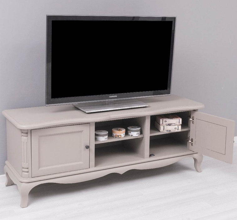 Großes Barock TV Sideboard mit 2 Türen - geschwungene Kommode - Taupegrau