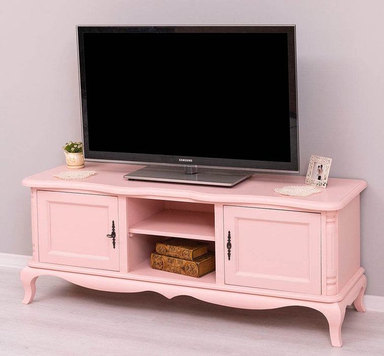 Großes Barock TV Sideboard mit 2 Türen - geschwungene Kommode - Taupegrau