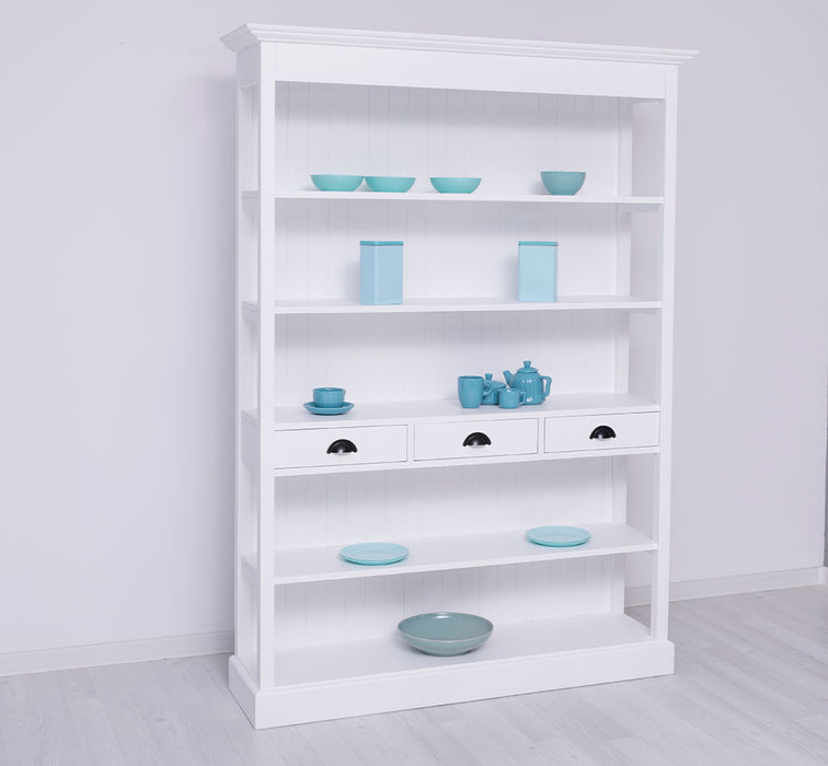 Großes Landhausregal mit 3 Schubladen - Offenes Standregal