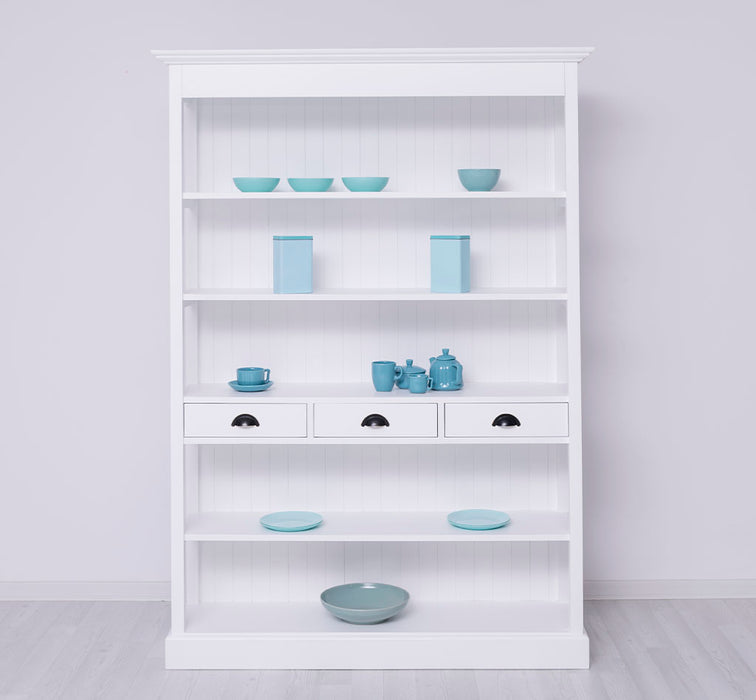 Großes Landhausregal mit 3 Schubladen - Offenes Standregal