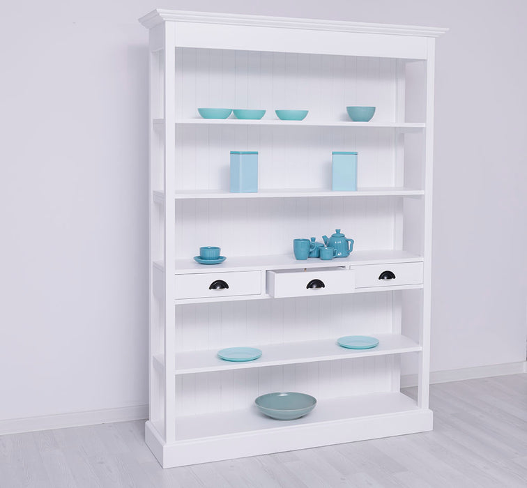 Großes Landhausregal mit 3 Schubladen - Offenes Standregal