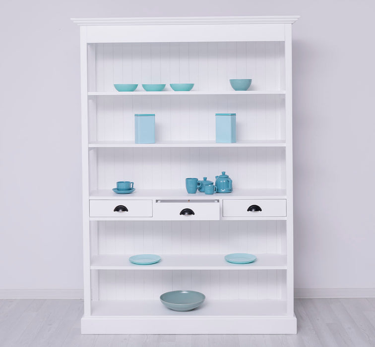 Großes Landhausregal mit 3 Schubladen - Offenes Standregal