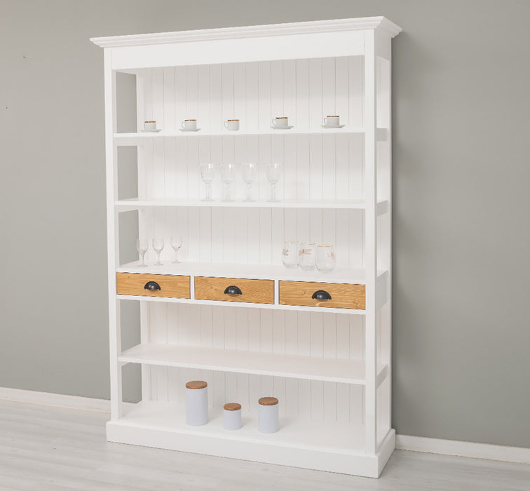 Großes Landhausregal mit 3 Schubladen - Offenes Standregal