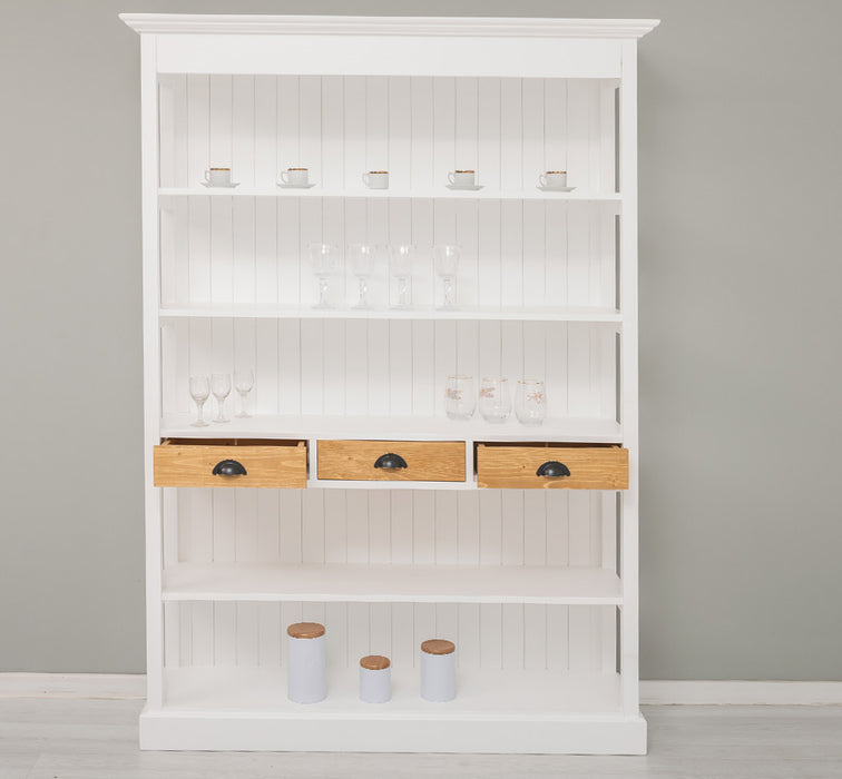 Großes Landhausregal mit 3 Schubladen - Offenes Standregal