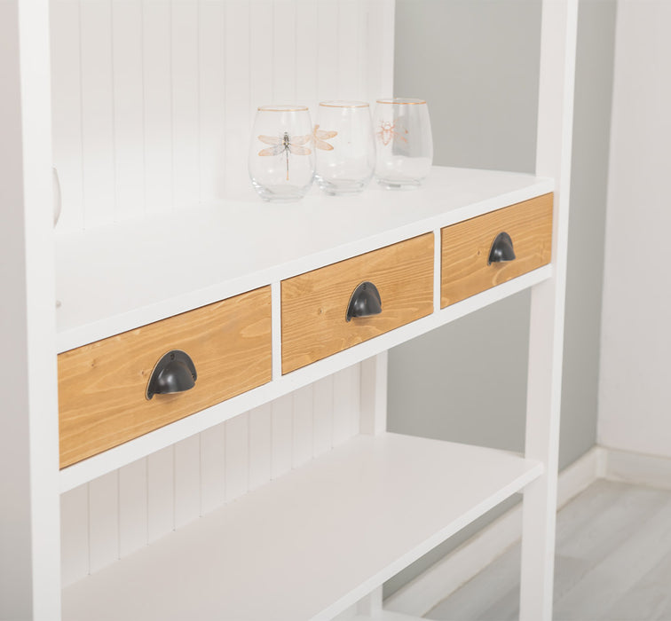 Großes Landhausregal mit 3 Schubladen - Offenes Standregal