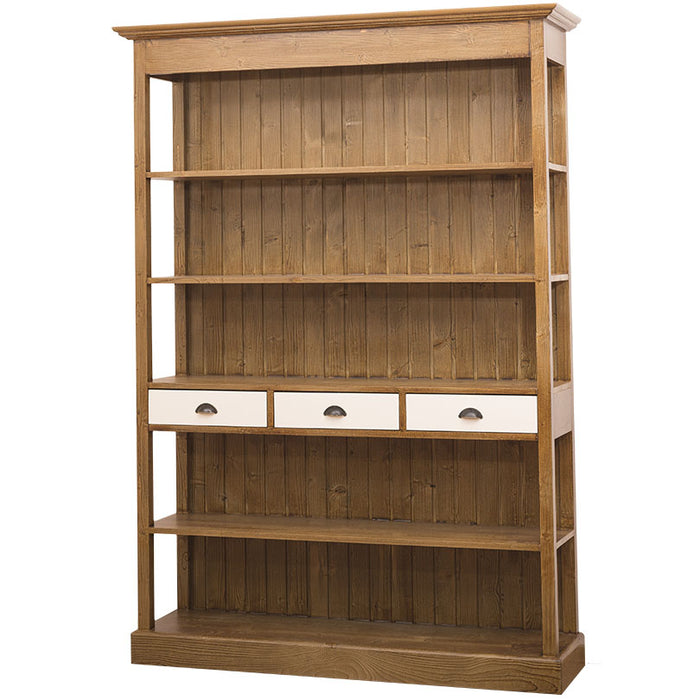 Großes Landhausregal mit 3 Schubladen - Offenes Standregal