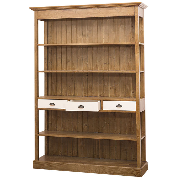 Großes Landhausregal mit 3 Schubladen - Offenes Standregal