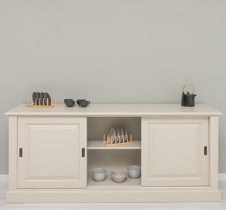 Großes Massivholz- Sideboard mit drei Schiebetüren - Lowboard