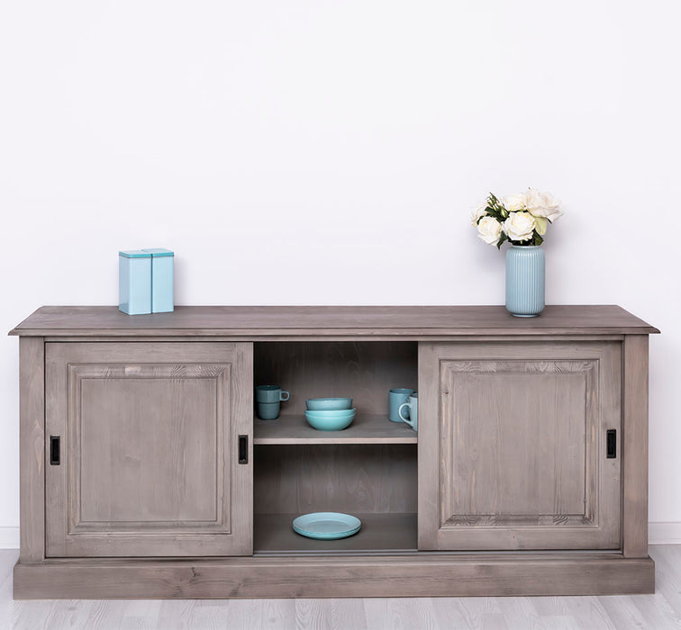 Großes Massivholz- Sideboard mit drei Schiebetüren - Lowboard