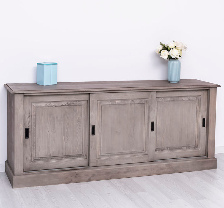 Großes Massivholz- Sideboard mit drei Schiebetüren - Lowboard