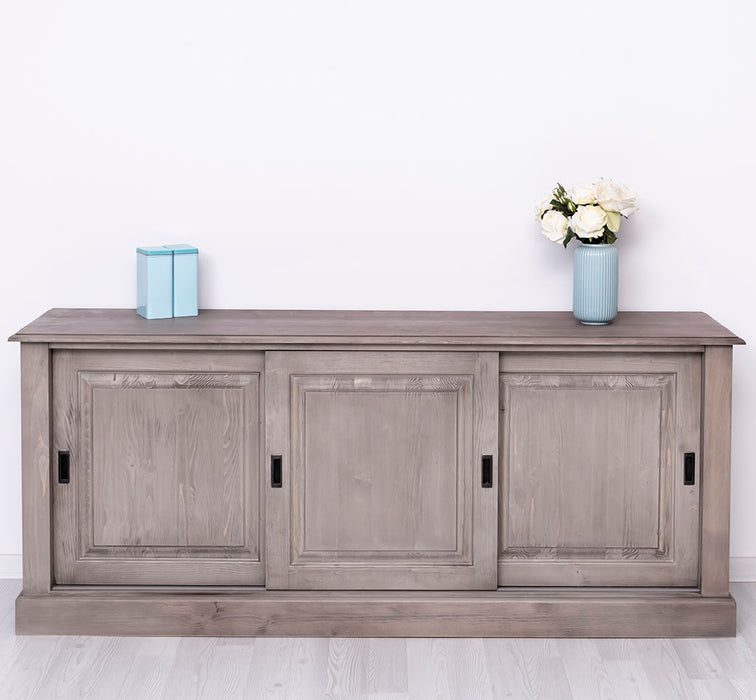 Großes Massivholz- Sideboard mit drei Schiebetüren - Lowboard