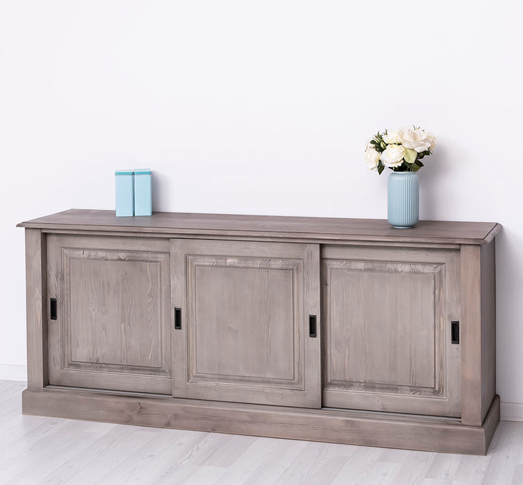 Großes Massivholz- Sideboard mit drei Schiebetüren - Lowboard