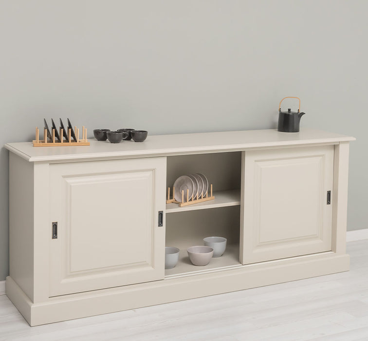 Großes Massivholz- Sideboard mit drei Schiebetüren - Lowboard