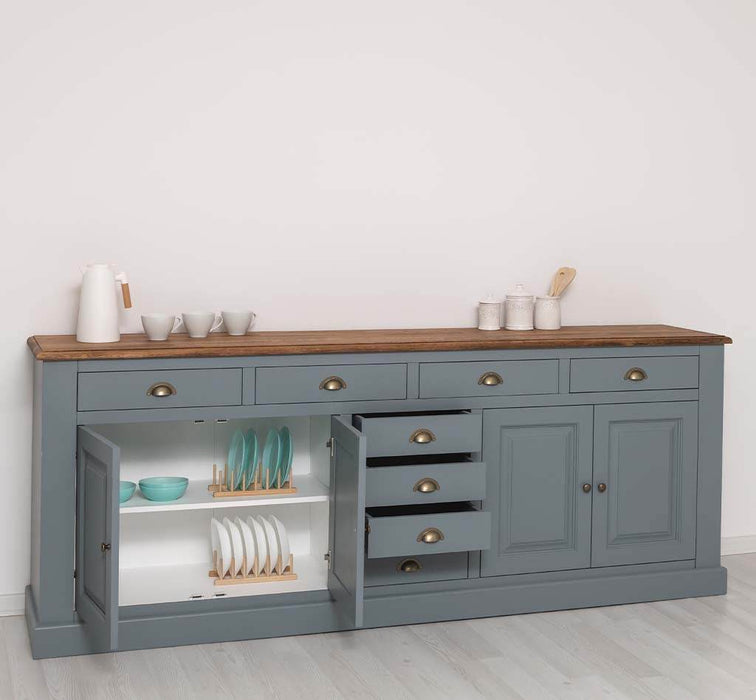Großes Sideboard aus Massivholz - Geschirrschrank mit 8 Schubladen -