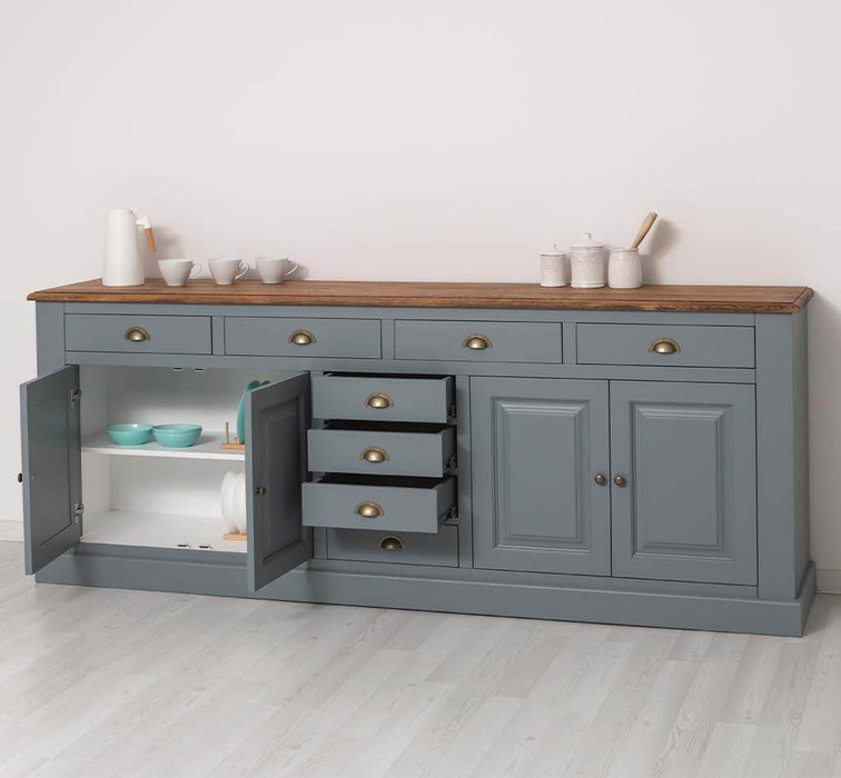 Großes Sideboard aus Massivholz - Geschirrschrank mit 8 Schubladen -