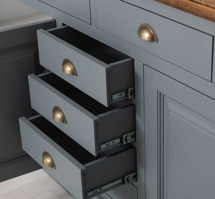 Großes Sideboard aus Massivholz - Geschirrschrank mit 8 Schubladen -