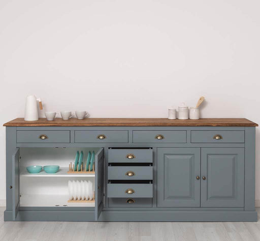 Großes Sideboard aus Massivholz - Geschirrschrank mit 8 Schubladen -