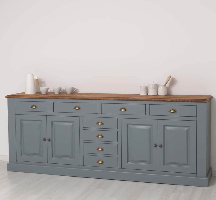 Großes Sideboard aus Massivholz - Geschirrschrank mit 8 Schubladen -
