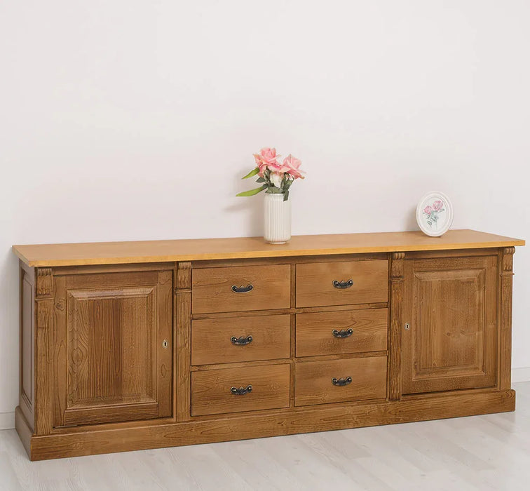 Großes Sideboard aus Massivholz im Landhausstil mit 6 Schubladen