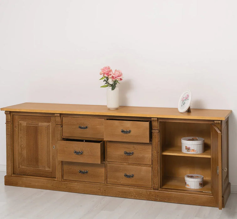 Großes Sideboard aus Massivholz im Landhausstil mit 6 Schubladen