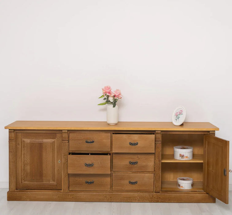Großes Sideboard aus Massivholz im Landhausstil mit 6 Schubladen