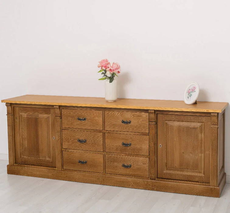 Großes Sideboard aus Massivholz im Landhausstil mit 6 Schubladen