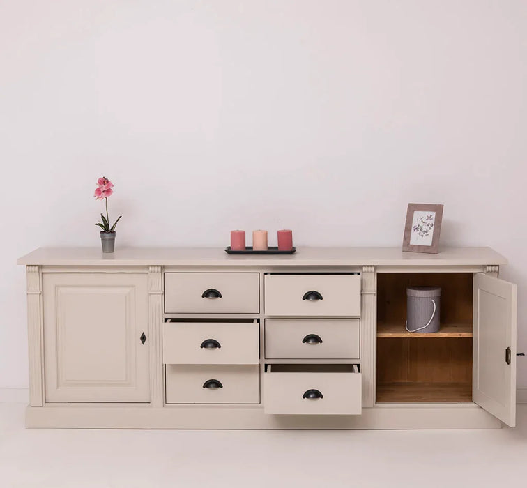 Großes Sideboard aus Massivholz im Landhausstil mit 6 Schubladen