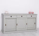 Grosses-Sideboard-aus-Massivholz-mit-3-Schiebetueren-und-3-Schubladen-grau-links