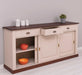 Grosses-Sideboard-aus-Massivholz-mit-3-Schiebetueren-und-3-Schubladen-kastanie-creme-links-offen