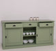 Grosses-Sideboard-aus-Massivholz-mit-3-Schiebetueren-und-3-Schubladen-salbei-links-offen