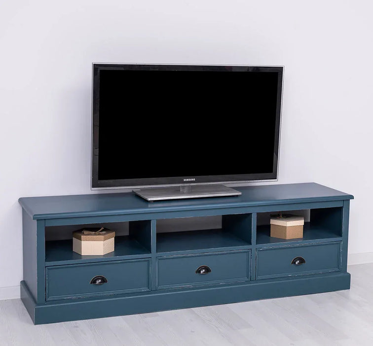 Großes TV-Board aus Massivholz mit drei Schubladen