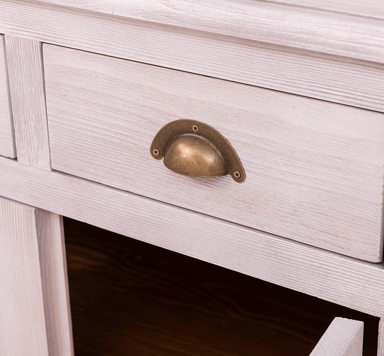 Großes Sideboard aus Massivholz mit sechs Schubladen und Türen -