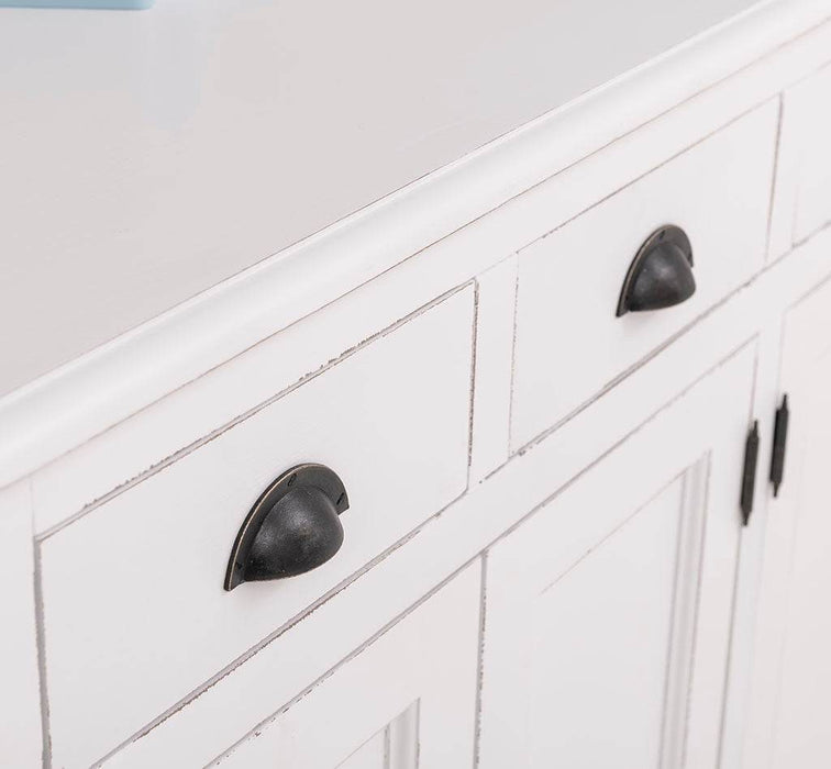 Großes Sideboard aus Massivholz mit sechs Schubladen und Türen -