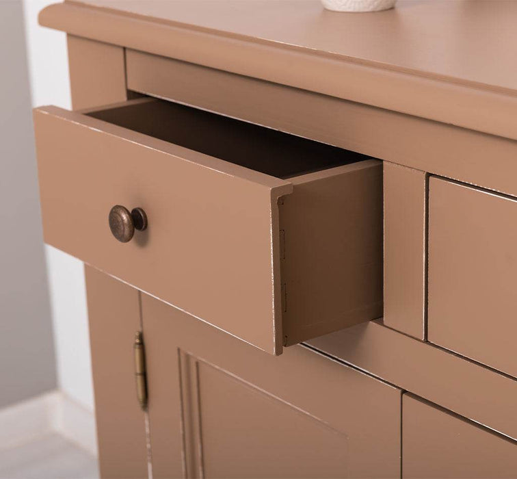 Großes Sideboard aus Massivholz mit sechs Schubladen und Türen -