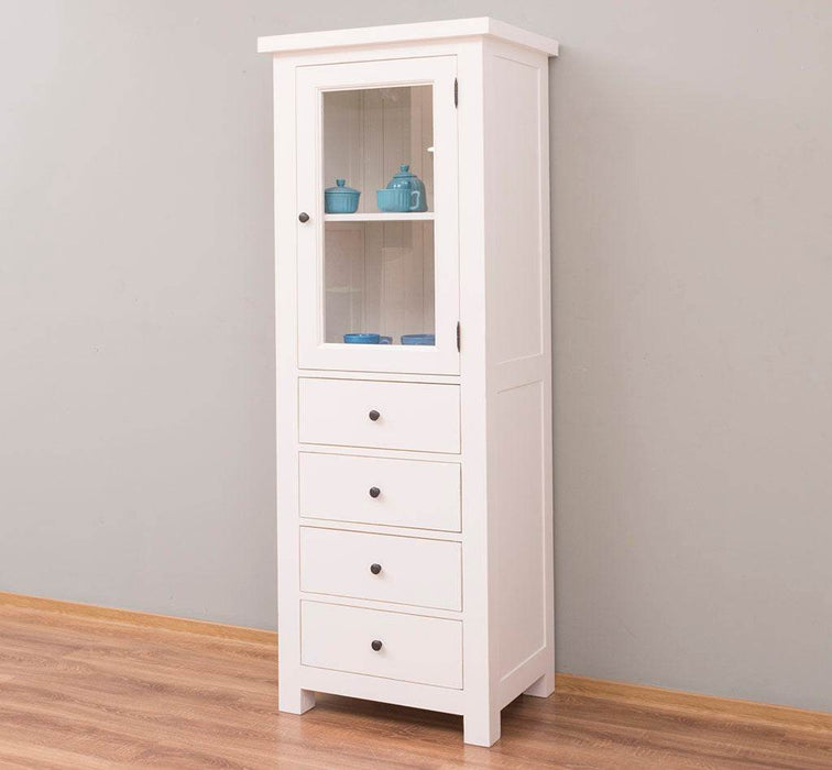 Hochschrank aus Massivholz mit Glastür - Küchenschrank -