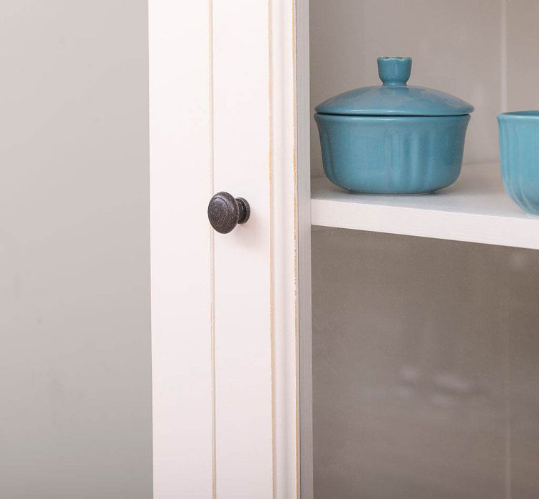 Hochschrank aus Massivholz mit Glastür - Küchenschrank -