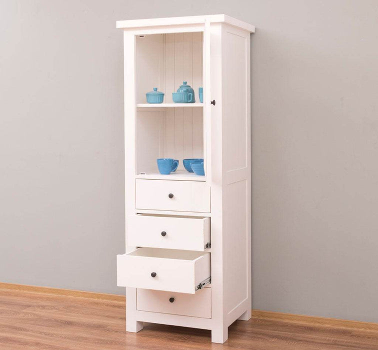 Hochschrank aus Massivholz mit Glastür - Küchenschrank -