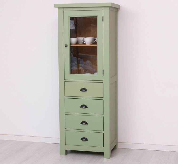 Hochschrank aus Massivholz mit Glastür - Küchenschrank -