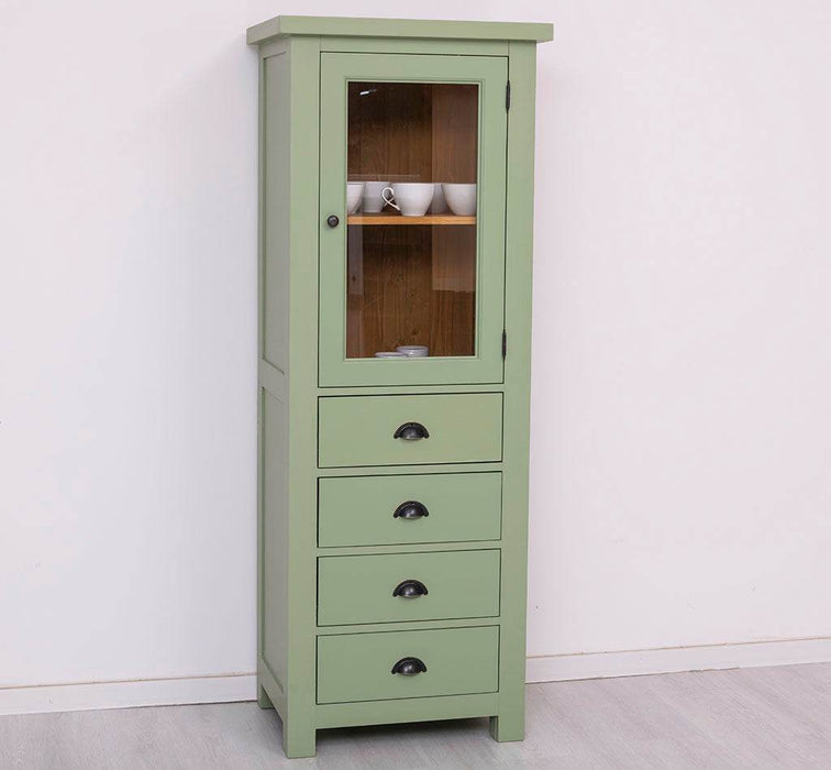 Hochschrank aus Massivholz mit Glastür - Küchenschrank -