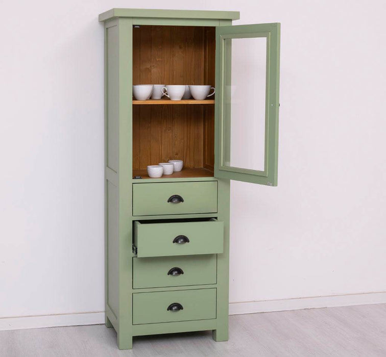 Hochschrank aus Massivholz mit Glastür - Küchenschrank -