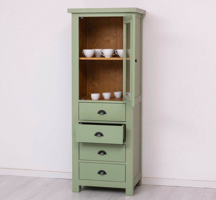 Hochschrank aus Massivholz mit Glastür - Küchenschrank -