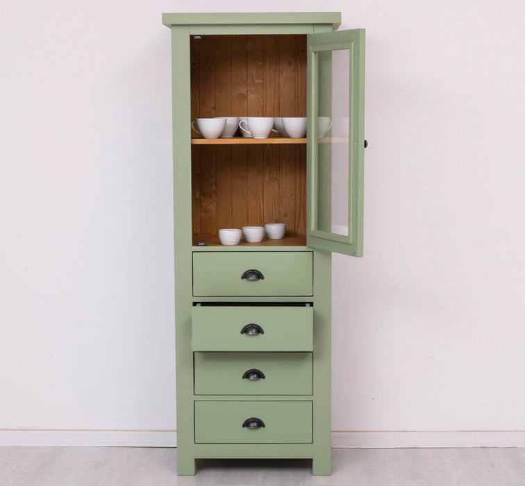 Hochschrank aus Massivholz mit Glastür - Küchenschrank -