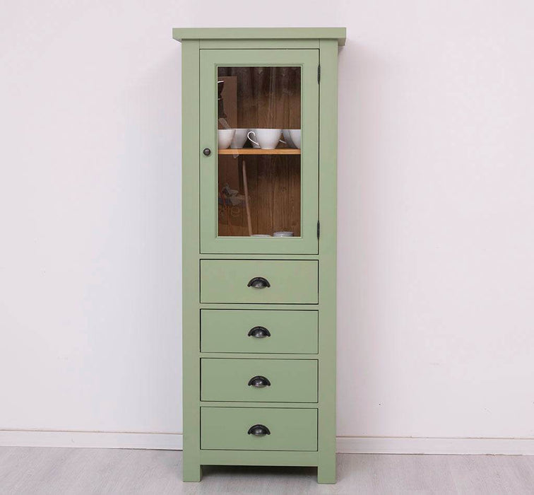 Hochschrank aus Massivholz mit Glastür - Küchenschrank -